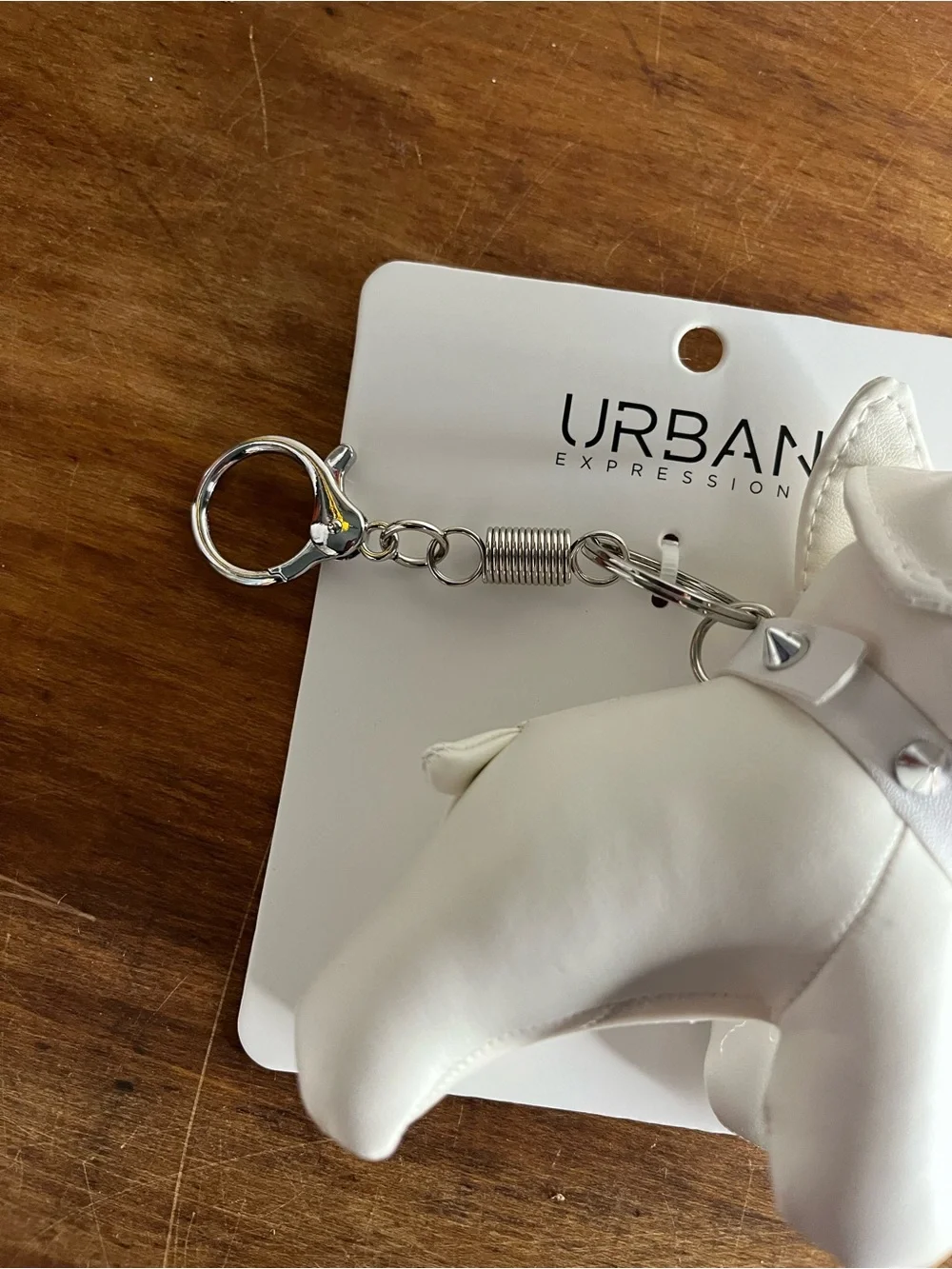 Bulldog Laya Keychain Bag Charm Dog Key ring White Silver Urban Expressions